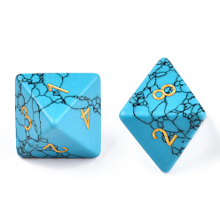 Turquoise Metal Enlaced Synthetic Turquoise Polyhedral Dice Set, RPG Game Crystal Stone Dice, 16.5~27x16.5~27x16.5~27mm, 7pcs/set