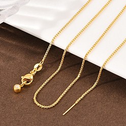 Настоящее золото 18K 1мм латунная цепочка-коробка регулируемые слайдеры ожерелья, долговечный, стойки покрытие, реальный 18 k позолоченный, 17.72 дюйм (45 см)