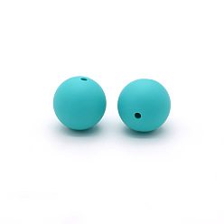 Türkis Runde, lebensmittelechte, umweltfreundliche Silikonperlen, Türkis, 9 mm, Bohrung: 1.4 mm