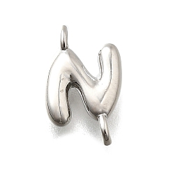 Letter N Подвески из латуни, без свинца и без кадмия, долговечный, стойки покрытие, платина, Письмо N, 11.5x7.5x2.5 мм, отверстие : 1.2 мм