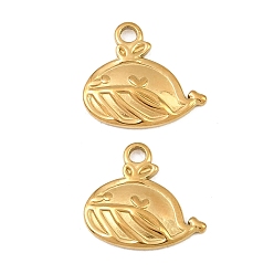 Echt 18 k vergoldet 304 Edelstahl Reize, Wal-Anhänger, Ionenbeschichtung (ip), echt 18 k vergoldet, 12.5x14x2 mm, Bohrung: 1.7 mm