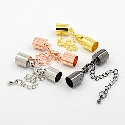 Серебро Латунный удлинитель цепи, с концами шнура и защелками лобстера, без никеля , серебряные, 42x10 мм, отверстие: 9.5 мм, конец шнура: 14x10 мм, отверстие : 9.5 мм