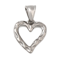 Нержавеющая Сталь Цвет 304 подвески из нержавеющей стали, шарма сердца, цвет нержавеющей стали, 21x19x2 мм, отверстие : 9x5 мм