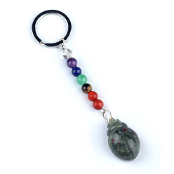 Гелиотроп Брелок с кровью дракона, с кварцевым резонатором, аметист, ляпис, авантюрин, красный агат, красная яшма, жук, 11 см