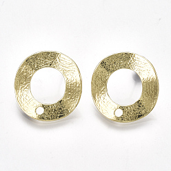 Light Gold Alloy Stud Earring Findings, with Loop and Steel Pins, Ring, Light Gold, 21x20mm, Hole: 2mm, Pin: 0.7mm