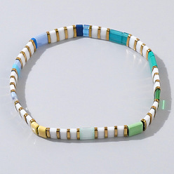 Разноцветный Браслеты из стеклянных бусин в богемном стиле для женщин и мужчин, прямоугольные, красочный