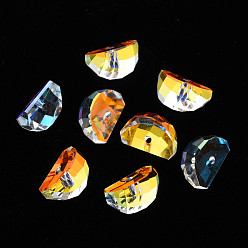 Clear AB Electroplated Glass Charms, Faceted, Watermelon, Clear AB, 8x11x7mm, Hole: 1.2mm, about 48pcs/board, 4board/box