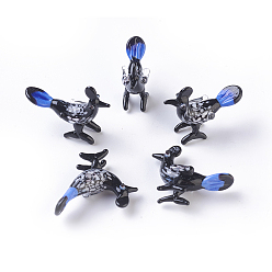 Черный Украшения для дома, украшения ручной работы дисплея бусины, птица, чёрные, 32~34x11~13x24~27 мм