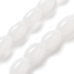 Белый Нефрит Бусины из натурального белого нефрита, рис, 12x8 мм, отверстие : 1.2 мм, около 33 шт / нитка, 15.94'' (40.5 см)