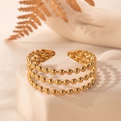 Золотой Трехслойные 304 браслеты-манжеты из нержавеющей стали для женщин, золотые, внутренний диаметр: 1-7/8x2-1/4 дюйм (4.8x5.7 см)