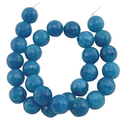 Mixed Color Natural White Jade Gemstone Bead Strands, Dyed, Faceted Round, Mixed Color, 6mm, Hole: 1mm, about 63pcs/strand, 15.5 inch