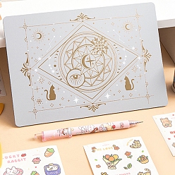 Белый Дым Коврик для резки ПВХ, разделочная доска, для ремесленного искусства, прямоугольник с магическим массивом, серый, 15x22 см