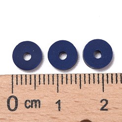 Prussian Blue Eco-Friendly Handmade Polymer Clay Beads, Disc/Flat Round, Heishi Beads, Prussian Blue, 6x1mm, Hole: 2mm, about 23500pcs/1000g