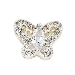 Бабочка Латунные микро проложить кубического циркония бусы, серебряные, бабочка, 9.5x12x6.5 мм, отверстие : 2.5x3 мм