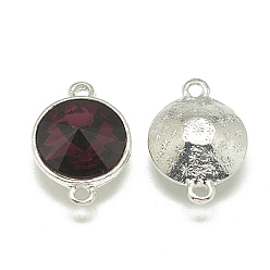 Бургундия Сплав стекла rivoli горный хрусталь звенья соединители, граненые, конус, платина, Бургундия, 19x13.5x8 мм, отверстие : 1.5 мм