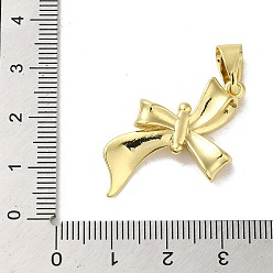 Настоящее золото 18K Стойки обшивки латунные подвески, долговечный, без свинца и без кадмия, бантом, реальный 18 k позолоченный, 33x20.5x3 мм, отверстие : 8x3.5 мм