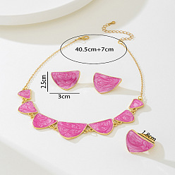Ярко-Розовый Комплекты из эмалевых серег-гвоздиков и ожерелий с подвесками и колец из сплава арки, золотые, ярко-розовый, 405 мм