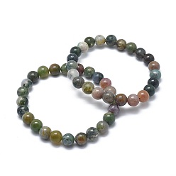 Indian Agate Natural Indian Agate Bead Stretch Bracelets, Round, 2 inch~2-3/8 inch(5~6cm), Bead: 5.8~6.8mm