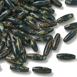 Dunkles schiefergrau Undurchsichtige Glasperlen, Reis, feuerpoliert, dunkles schiefergrau, 12.5x4.5 mm, Bohrung: 0.8 mm, ca. 148 Stk. / Beutel