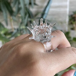 Прозрачный Полимерные пальцевые кольца, морской еж, прозрачные, 17 мм