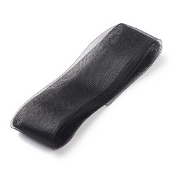 Noir Rubans de maille déco en polyester, tissu de tulle pour la confection de vêtements, noir, 3 pouces (75 mm)