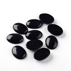 Синий Драгоценный Камень Овальные синтетические голубые голдстоуновские кабошоны, окрашенные, 30x22x6.5 мм