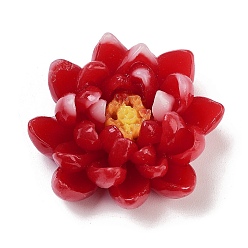 (123L) Белый крем непрозрачный блеск Двухцветная непрозрачная смола декодирует кабошоны, 3d цветок лотоса, огнеупорный кирпич, 36x37x15 мм