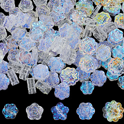 Прозрачный 150 шт. 5 стили гальванических стеклянных бусин, с покрытием красочным, цветок, прозрачные, 10~15x11~15x4~9 мм, отверстие : 1~1.2 мм, 30 шт / стиль