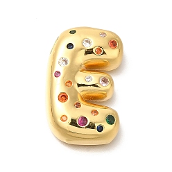 Letter E Латуни циркония кубической подвески, без кадмия, без никеля и без свинца, подвески с буквой az~z, реальный 18 k позолоченный, Письмо E, 30x29x6.5 мм, отверстие : 5x2.5 мм