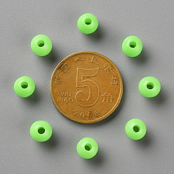 Lime Opaque Acrylic Beads, Round, Lime, 6x5mm, Hole: 1.8mm, about 4400pcs/500g