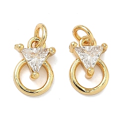 Настоящее золото 18K Кулон из циркония, треугольник прелести, без свинца и без кадмия, стойки покрытие, долговечный, реальный 18 k позолоченный, 9.5x6x3 мм, Перейти кольцо: 4x0.8 мм, внутренний диаметр: 2.5 мм