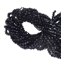 Black 20 Strands Transparent Glass Beads Strands, Faceted, Bicone, Black, 4x4mm, Hole: 0.8mm, about 80~85pcs/strand, 30~32cm