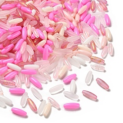 Фуксин Окрашенные стеклянные бусины, продолговатый длинный овал, разнообразные, фуксиново-красные, 12.5x4.5 мм, отверстие : 0.9~1 мм, Около 2857 шт / 1000 г