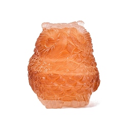Red Agate Figura de búho tallada en ágata roja natural, Adorno para la decoración del escritorio de la oficina en casa, 26~29x24~26x26~28 mm