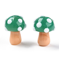 Средний Морско-зеленый Бусы лэмпворк ручной работы, гриб, средний морской зеленый, 15~16.5x11.5~13 мм, отверстие : 2 мм, около 20 шт / нитка, 12.60~12.99 дюйм (32~33 см)