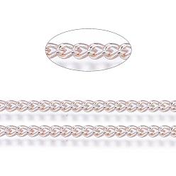 Розовое Золото Латунные витой цепочки, бордюрные цепи, несварные, с катушкой, овальные, без свинца, без никеля и без кадмия, розовое золото , 2.5x2x0.5 мм, около 301.83 футов (92 м) / рулон
