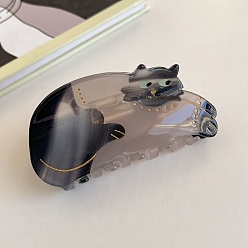 Черный Заколки для волос в форме когтей из ацетата целлюлозы, форма кошки, чёрные, 90x40 мм