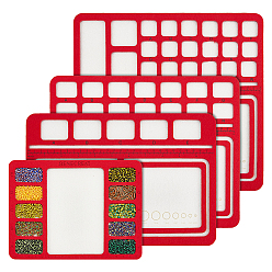 Красный 4шт 4 стили фетровый бисер дизайн доска, Поднос для изготовления ювелирных браслетов и ножных браслетов своими руками, прямоугольные, красные, 150~280x200~300x6 мм, 1 шт / стиль