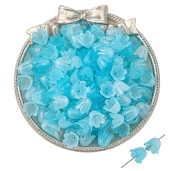 Голубой 100 шт. акриловые колпачки для бусин, цветок, голубой, 10x8 мм, отверстие : 1.5 мм