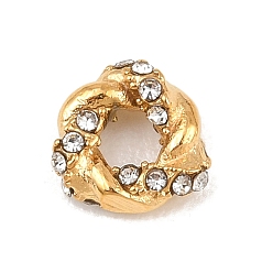 Ring 304 perles de strass en acier inoxydable, or, anneau, 7.5x7.5x2.5mm, Trou: 2.5mm