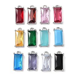 Платина Латунь стекло амулеты, прямоугольные, граненые, платина, 12.5x6x4 мм, отверстие : 1.4 мм