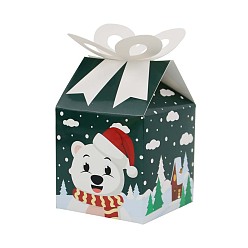 Медведь Рождественские подарочные коробки с бумажными конфетами и бантом, коробки для упаковки конфет с золотыми бирками, коробки шоколадные рождественские подарки для гостей, медведь, 9x9x13 см