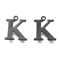 Letter K 304 прелести нержавеющей стали, лазерная резка, алфавит, электрофорез черный, letter.k, 12x10x0.8 мм, отверстие : 1 мм