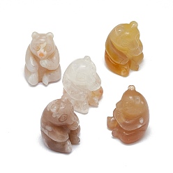 Вишневый агат Украшение дисплея скульптуры агата вишневого цвета, для домашнего офисного стола, панда, 18~20x18~20.5x27~30.5 мм