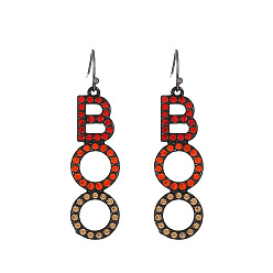 Слово Серьги-подвески из сплава со стразами на Хэллоуин, чёрные, слово, 51x13 мм