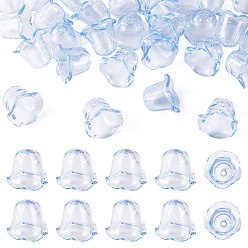 Light Sky Blue 30Pcs Acrylic Bead Caps for Wind Chimes Making, Multi-Petal Flower, Light Sky Blue, 21~24.5x13mm, Hole: 2mm