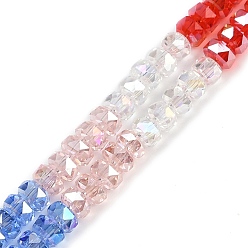Разноцветный Стеклянные бусины с гальваническим покрытием , рондель, граненые, красочный, 6x3 мм, отверстие : 1.2 мм, около 80 шт / нитка, 11.42'' (29 см)