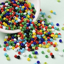 Colorful Opaque 12/0 Glass Seed Beads, Round Hole, Round, Mixed Color, 2.5~3x2~2.5mm, Hole: 1mm, about 6338pcs/pound