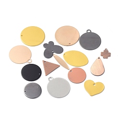 (52) Непрозрачная лаванда Латунные подвески, плоский круглый и бабочка и овал и сердце и капля и треугольник, разноцветные, 12~25.5x5.5~25x0.5~1 мм, отверстие : 1.2~2.7 мм