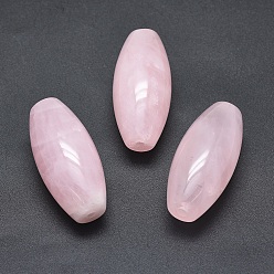 Quartz Rose Naturel a augmenté perles de quartz, la moitié foré, riz, 42.5~44x19~20mm, Trou: 3mm